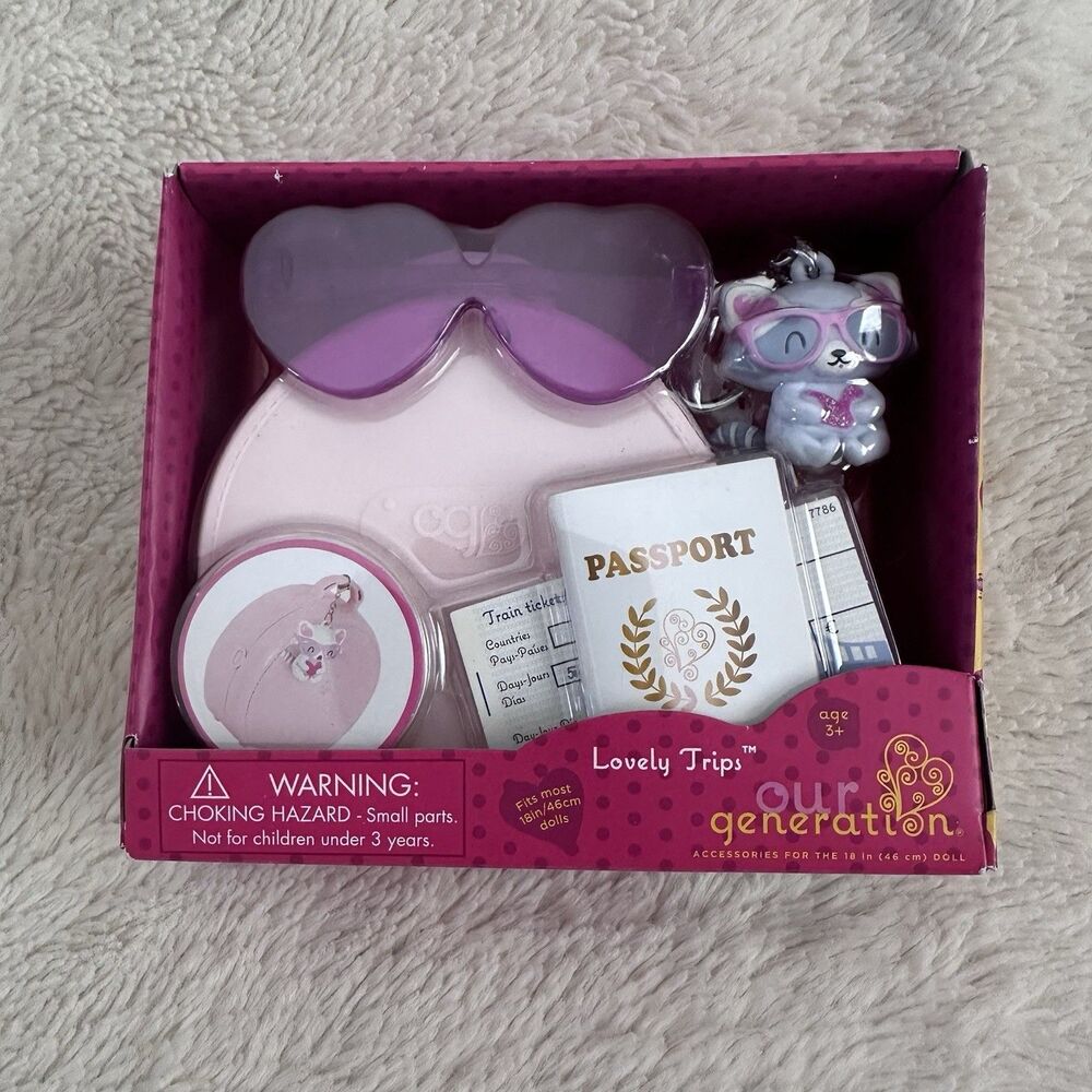 Our Generation Dolls Lovely Trips Accessory Set Passport Sunglasses Luggage